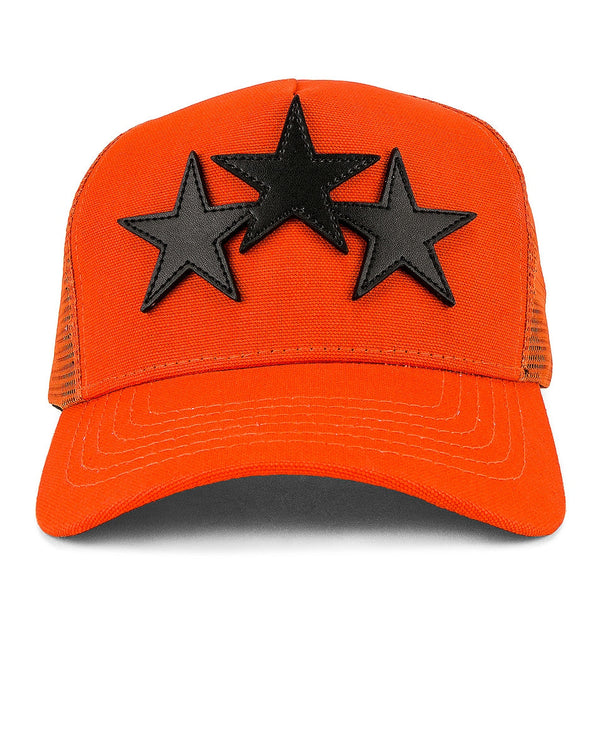 Amiri orange black three stars trucker cap
